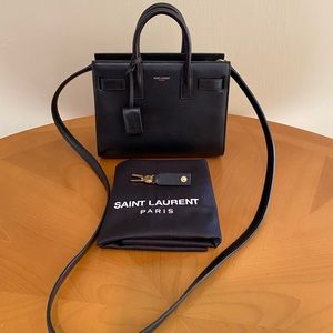 Saint Laurent black calfskin leather Sac du Jour
